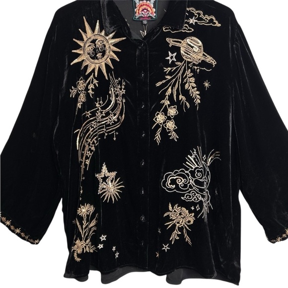 Johnny Was heavily embroidered celestial Miaora Velvet Kimono Shirt/Jacket NWT - Picture 8 of 16